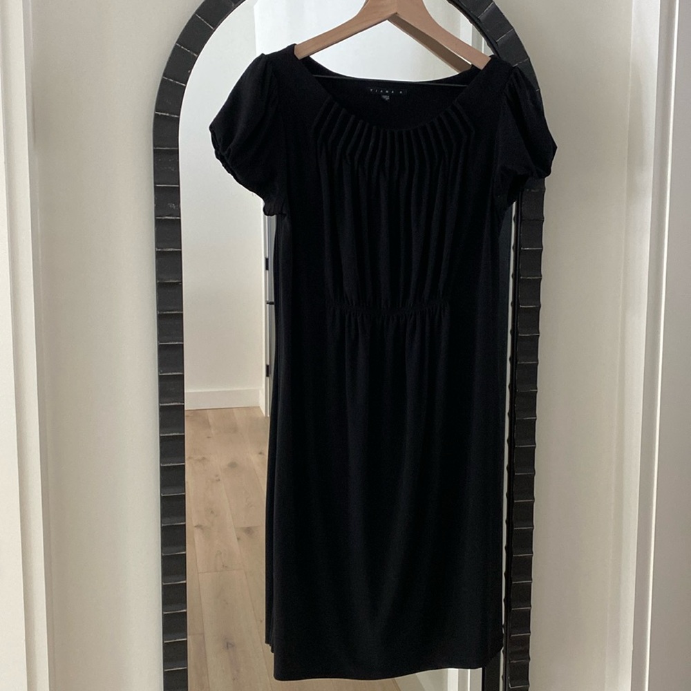 Black Pinch Pleat Midi Dress